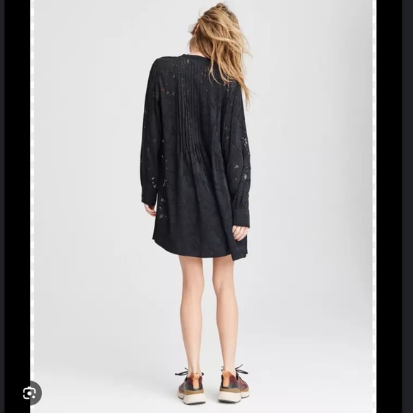 Rag and Bone Rubie Black Mini Dress Silk Blend M long Sleeve - Picture 3 of 8